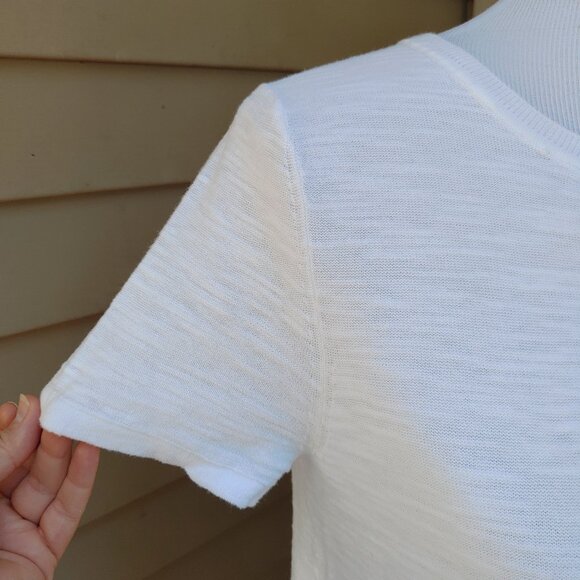 LOFT White Knit Crewneck Top Short Sleeves Solid Comfy Casual Cotton - Picture 5 of 12